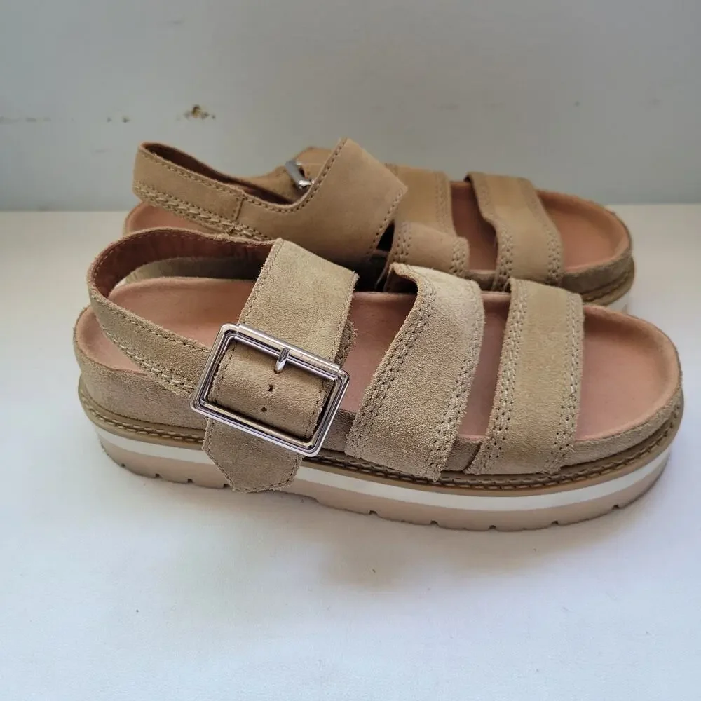 Clarks Orianna Over Tan Suede Chunky Sandals Size 8  7526-2956 - Picture 4 of 6